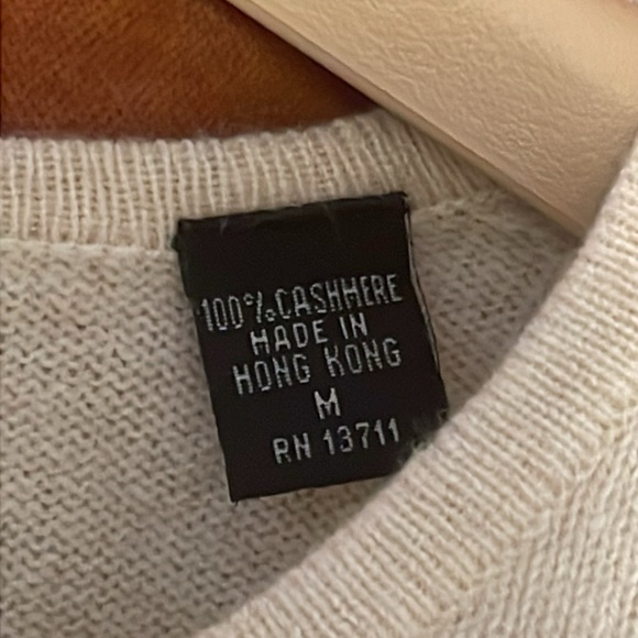 100% Cashmere Sweater Valerie Steven’s Cream Color - Picture 5 of 7